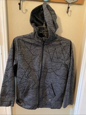 XERSION Heathered Dark Gray Geometric Zip Hoodie BOYS Size 14/16